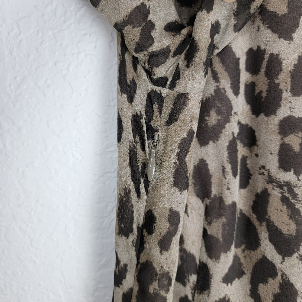 Nicholas Tea Midi Dress Leopard Print With Slit Xs - image 8